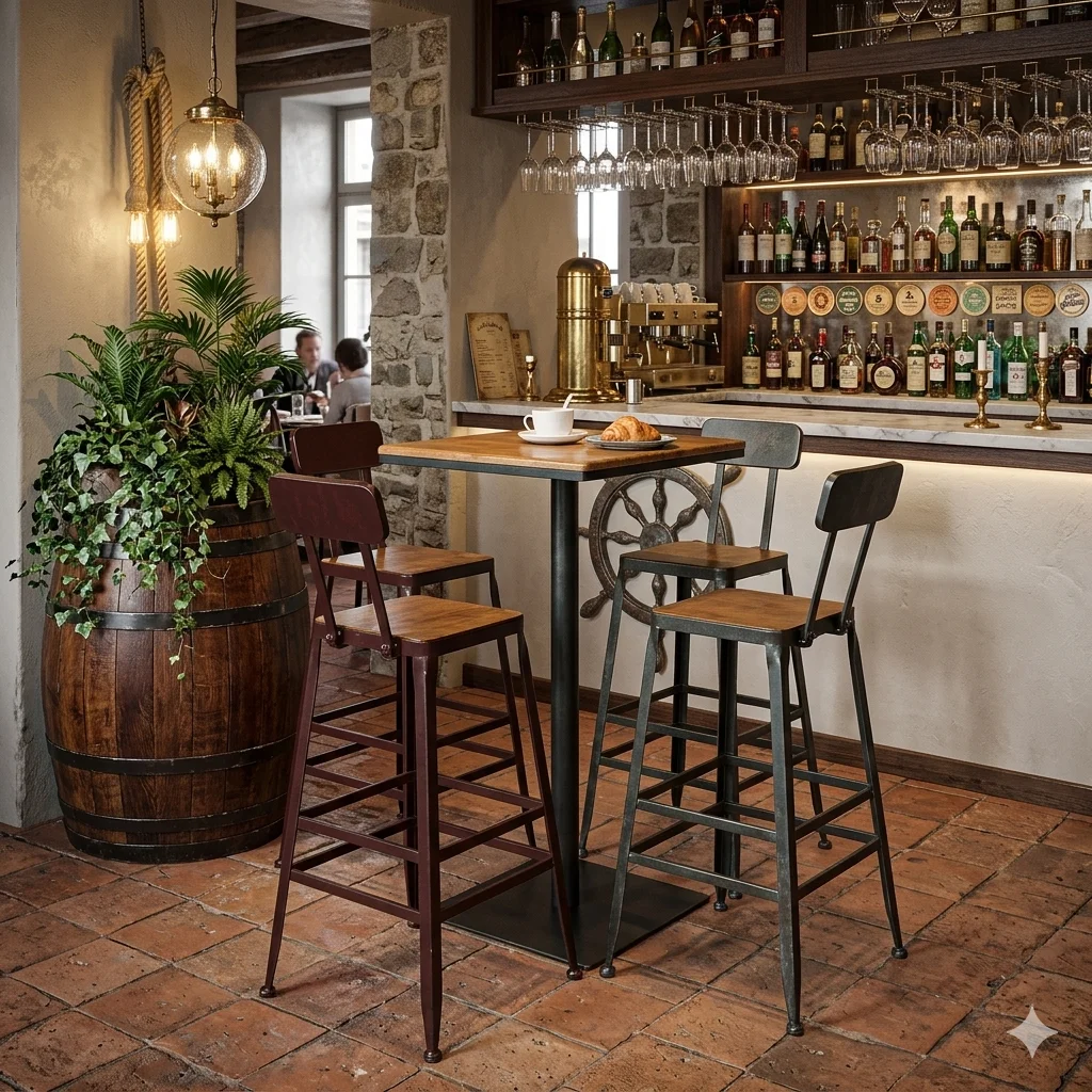 Détail mange debout carré professionnel plateau et matière